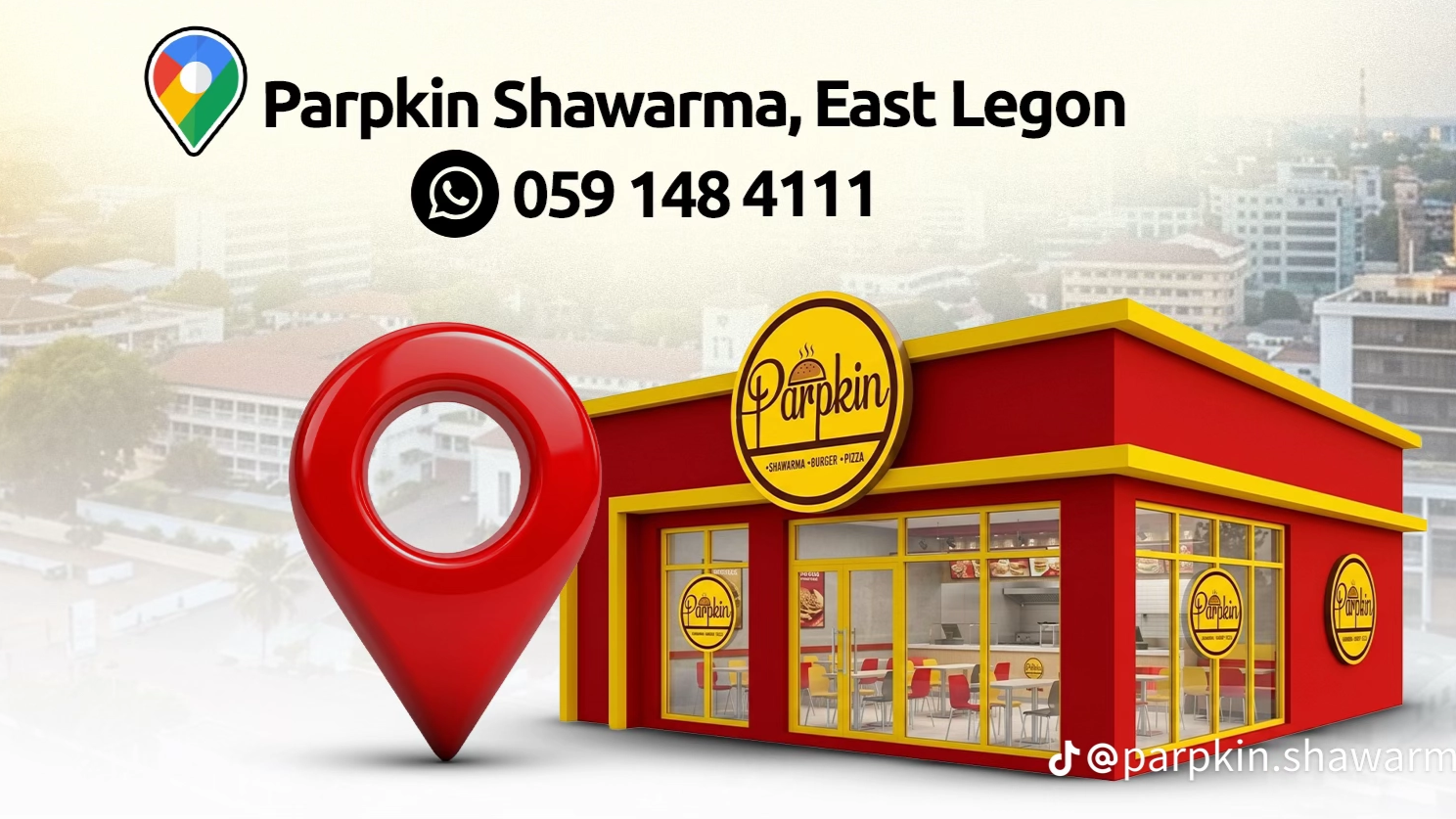 Parpkin Shawarma restaurant exterior, East Legon
